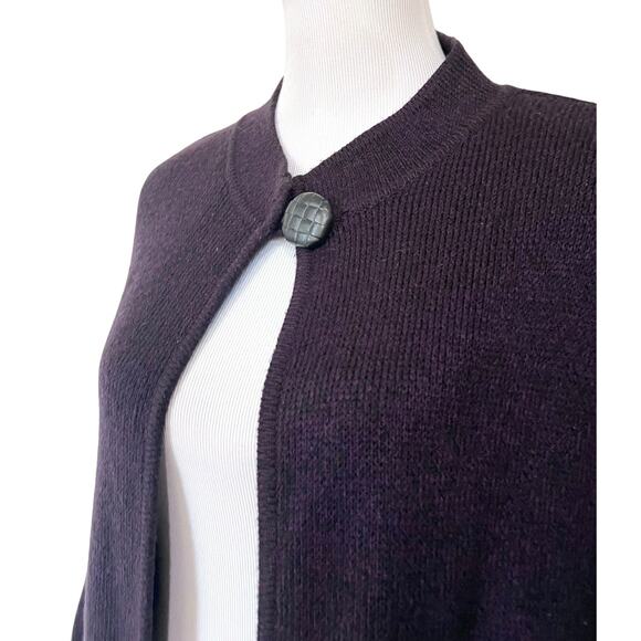 Tally Ho Womens Knit Cape Poncho Cape Open Front Cardigan Pockets Dark Purple 2X - Picture 4 of 8